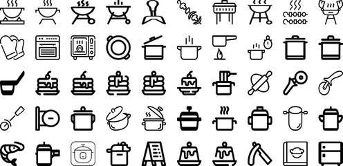 Set Of Cooking Icons Collection Isolated Silhouette Solid Icons Including Kitchen, Cook, Home, People, Cooking, Recipe, Food Infographic Elements Logo Vector Illustration