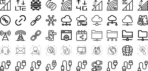 Set Of Connect Icons Collection Isolated Silhouette Solid Icons Including Technology, Abstract, Communication, Internet, Network, Connection, Connect Infographic Elements Logo Vector Illustration