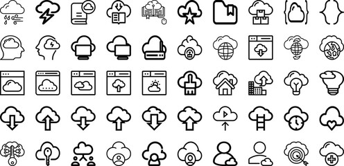 Set Of Cloud Icons Collection Isolated Silhouette Solid Icons Including Sky, Background, White, Vector, Blue, Air, Cloud Infographic Elements Logo Vector Illustration