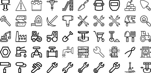 Set Of Construction Icons Collection Isolated Silhouette Solid Icons Including Worker, Building, Construction, Industry, Project, Engineer, Business Infographic Elements Logo Vector Illustration