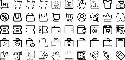 Set Of Commerce Icons Collection Isolated Silhouette Solid Icons Including Store, Online, Retail, Web, Technology, Internet, Business Infographic Elements Logo Vector Illustration