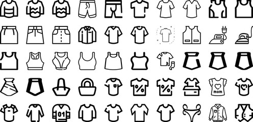 Set Of Clothes Icons Collection Isolated Silhouette Solid Icons Including Background, Design, White, Clothes, Fashion, Cloth, Clothing Infographic Elements Logo Vector Illustration