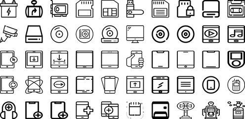Obraz na płótnie Canvas Set Of Device Icons Collection Isolated Silhouette Solid Icons Including Technology, Digital, Computer, Screen, Mobile, Phone, Tablet Infographic Elements Logo Vector Illustration