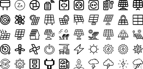 Set Of Energy Icons Collection Isolated Silhouette Solid Icons Including Energy, Power, Renewable, Environment, Ecology, Electricity, Electric Infographic Elements Logo Vector Illustration