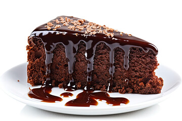 Chocolate cake isolated on white background, Generative ai
