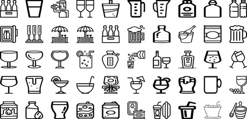 Set Of Drink Icons Collection Isolated Silhouette Solid Icons Including Young, Lifestyle, Happy, Woman, Glass, Drink, Beverage Infographic Elements Logo Vector Illustration