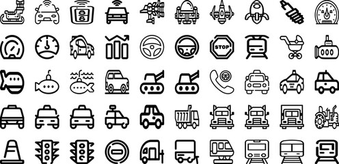 Fototapeta na wymiar Set Of Transportation Icons Collection Isolated Silhouette Solid Icons Including Ship, Cargo, Plane, Transport, Truck, Transportation, Car Infographic Elements Logo Vector Illustration