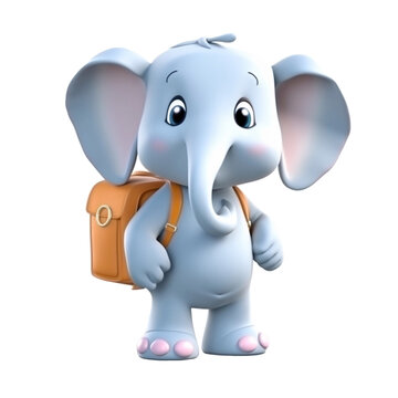 Illustration 3D cute elephant character AI Generative