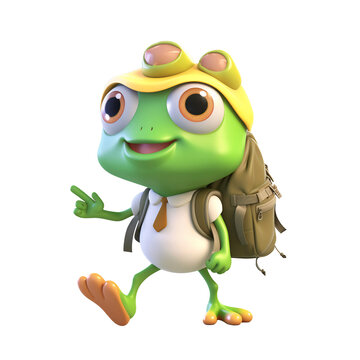 Illustration 3D cute frog character AI Generative