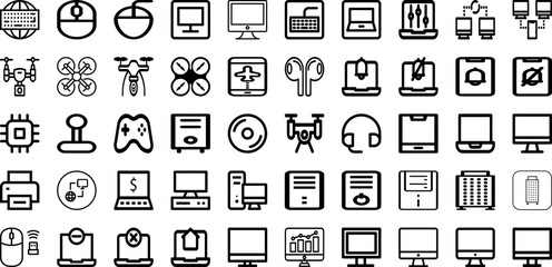 Set Of Device Icons Collection Isolated Silhouette Solid Icons Including Mobile, Technology, Computer, Phone, Screen, Digital, Tablet Infographic Elements Logo Vector Illustration