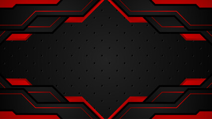 futuristic black and red gaming background. design of sport banner, poster, advertisement, promotion