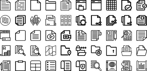 Set Of Document Icons Collection Isolated Silhouette Solid Icons Including File, Document, Management, Office, Information, Folder, Business Infographic Elements Logo Vector Illustration
