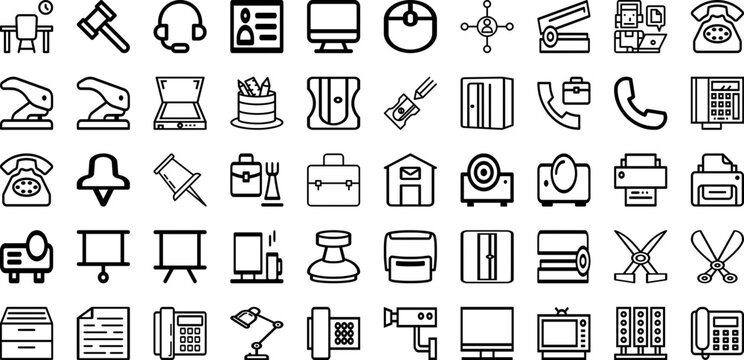 Set Of Office Icons Collection Isolated Silhouette Solid Icons Including Business, Work, Technology, Office, Modern, Computer, Table Infographic Elements Logo Vector Illustration