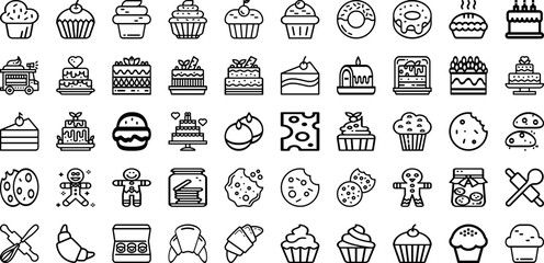 Set Of Bakery Icons Collection Isolated Silhouette Solid Icons Including Cafe, Pastry, Food, Bakery, Design, Bread, Shop Infographic Elements Logo Vector Illustration - obrazy, fototapety, plakaty