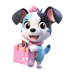 Fototapeta premium Illustration 3D cute dog character AI Generative