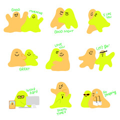 Collection of Slime Couple's Emotions and Daily Stickers
