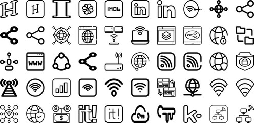 Set Of Network Icons Collection Isolated Silhouette Solid Icons Including Connection, Technology, Internet, Communication, Networking, Business, Network Infographic Elements Logo Vector Illustration