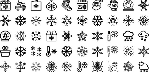 Set Of Snowflake Icons Collection Isolated Silhouette Solid Icons Including Christmas, Winter, Vector, Snow, Snowflake, White, Background Infographic Elements Logo Vector Illustration
