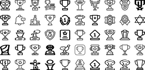 Set Of Trophy Icons Collection Isolated Silhouette Solid Icons Including Vector, Competition, Champion, Trophy, Award, Prize, Winner Infographic Elements Logo Vector Illustration