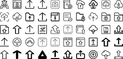 Set Of Upload Icons Collection Isolated Silhouette Solid Icons Including Internet, Website, Web, Vector, Technology, Icon, Upload Infographic Elements Logo Vector Illustration