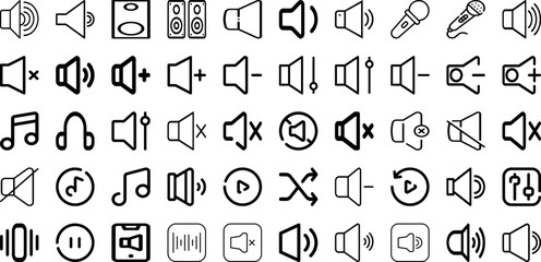 Set Of Volume Icons Collection Isolated Silhouette Solid Icons Including Sound, Symbol, Vector, Audio, Button, Volume, Music Infographic Elements Logo Vector Illustration