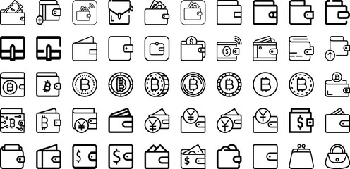 Set Of Wallet Icons Collection Isolated Silhouette Solid Icons Including Business, Bank, Payment, Wallet, Money, Financial, Finance Infographic Elements Logo Vector Illustration