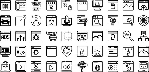 Set Of Website Icons Collection Isolated Silhouette Solid Icons Including Internet, Web, Website, Network, Site, Illustration, Vector Infographic Elements Logo Vector Illustration