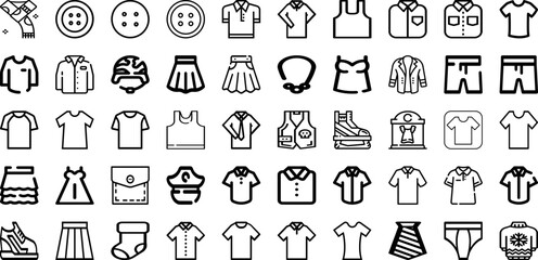 Set Of Cloth Icons Collection Isolated Silhouette Solid Icons Including Design, Clothes, White, Cloth, Background, Clothing, Fashion Infographic Elements Logo Vector Illustration