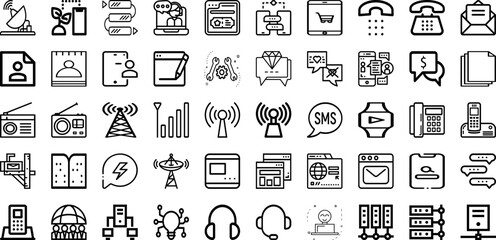 Set Of Communication Icons Collection Isolated Silhouette Solid Icons Including Concept, Information, Connection, Communication, Chat, People, Business Infographic Elements Logo Vector Illustration