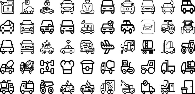 Set Of Vehicle Icons Collection Isolated Silhouette Solid Icons Including Power, Technology, Transport, Automobile, Vehicle, Car, Battery Infographic Elements Logo Vector Illustration