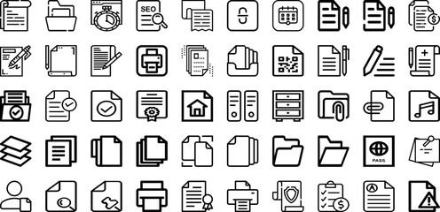 Set Of Document Icons Collection Isolated Silhouette Solid Icons Including Document, File, Business, Folder, Office, Management, Information Infographic Elements Logo Vector Illustration