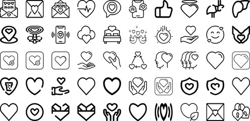 Set Of Heart Icons Collection Isolated Silhouette Solid Icons Including Valentine, Background, Vector, Symbol, Icon, Love, Heart Infographic Elements Logo Vector Illustration