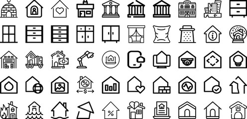 Set Of House Icons Collection Isolated Silhouette Solid Icons Including Building, Property, Home, Estate, House, Architecture, Residential Infographic Elements Logo Vector Illustration