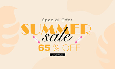 summer sale 65% off banner, summer sale creative template, summer sale trendy design, summer sale poster template