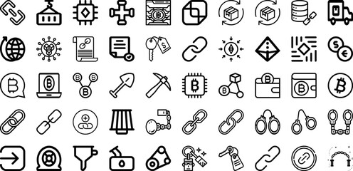 Set Of Chain Icons Collection Isolated Silhouette Solid Icons Including Supply Chain, Distribution, Transportation, Export, Delivery, Business, Industry Infographic Elements Logo Vector Illustration