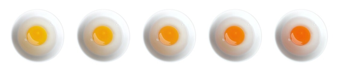 Egg Yolk Color - Pale Yellow Yolk To Deep Orange Yolk - Flat Lay - Top View Image 