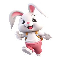 Obraz na płótnie Canvas Illustration 3D cute rabbit character AI Generative