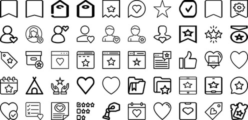 Set Of Favorite Icons Collection Isolated Silhouette Solid Icons Including Favorite, Icon, Button, Symbol, Sign, Like, Vector Infographic Elements Logo Vector Illustration