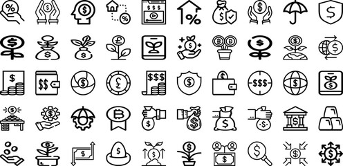 Set Of Invest Icons Collection Isolated Silhouette Solid Icons Including Growth, Finance, Money, Financial, Investment, Profit, Business Infographic Elements Logo Vector Illustration