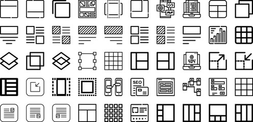 Set Of Layout Icons Collection Isolated Silhouette Solid Icons Including Template, Concept, Graphic, Business, Poster, Design, Flyer Infographic Elements Logo Vector Illustration