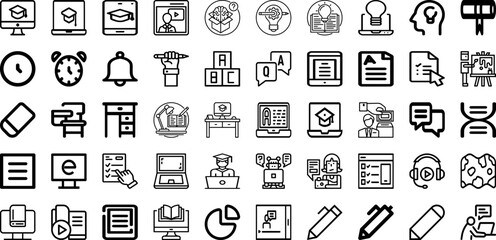 Set Of Learning Icons Collection Isolated Silhouette Solid Icons Including Laptop, Internet, Computer, Online, School, Education, Student Infographic Elements Logo Vector Illustration