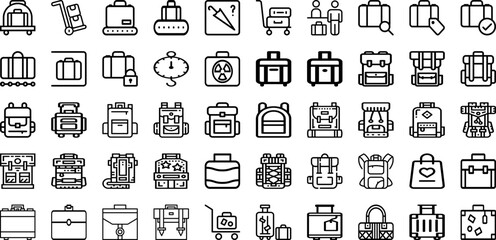 Set Of Luggage Icons Collection Isolated Silhouette Solid Icons Including Bag, Baggage, Suitcase, Luggage, Vacation, Journey, Travel Infographic Elements Logo Vector Illustration