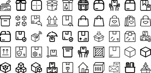 Set Of Package Icons Collection Isolated Silhouette Solid Icons Including Product, Vector, Pack, Set, Package, Packaging, Box Infographic Elements Logo Vector Illustration
