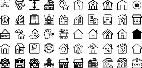 Set Of Property Icons Collection Isolated Silhouette Solid Icons Including Home, Mortgage, Estate, Property, Business, House, Concept Infographic Elements Logo Vector Illustration