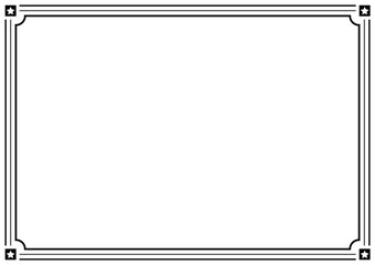 Frame and border isolated vector. Black outline on white background star shape corner template.