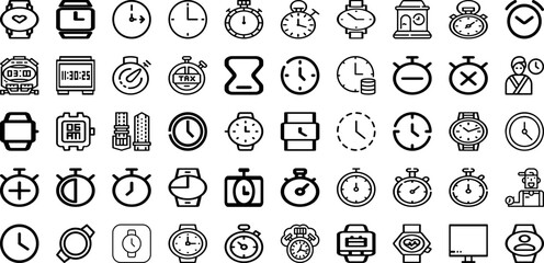 Set Of Watch Icons Collection Isolated Silhouette Solid Icons Including Modern, Clock, Wristwatch, Isolated, Time, Watch, Design Infographic Elements Logo Vector Illustration