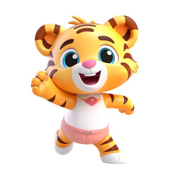 Illustration 3D cute tiger character AI Generative