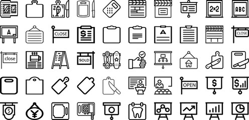Set Of Board Icons Collection Isolated Silhouette Solid Icons Including Design, Texture, Board, Background, Blank, Empty, Wood Infographic Elements Logo Vector Illustration