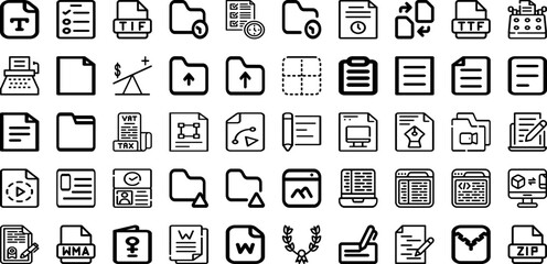 Set Of Document Icons Collection Isolated Silhouette Solid Icons Including Business, Office, File, Information, Document, Folder, Management Infographic Elements Logo Vector Illustration