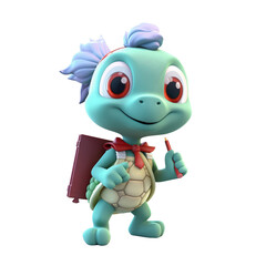 Illustration 3D cute turtle character AI Generative